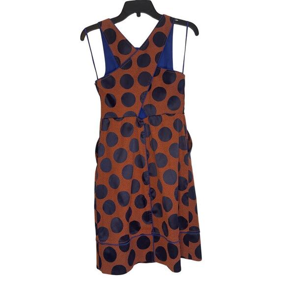 Maeve Anthropologie Women's Size 2 Orange Blue Polka Dot Sleeveless Sheath Dress - Picture 2 of 7